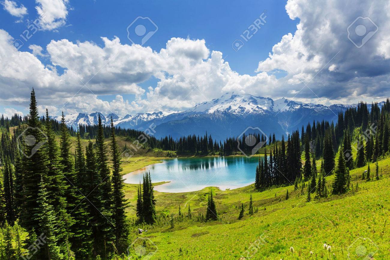 Image lake and Glacier Peak in Washington, USA - 44500797 Image lake and Glacier Peak in Washington, USA - 44500797