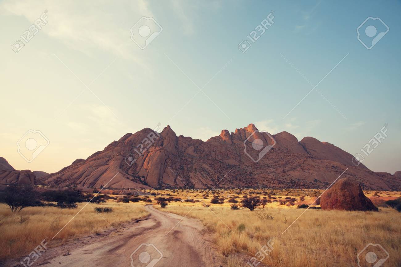 colorful landscapes of the orange rocks in the spitscoppe mountains