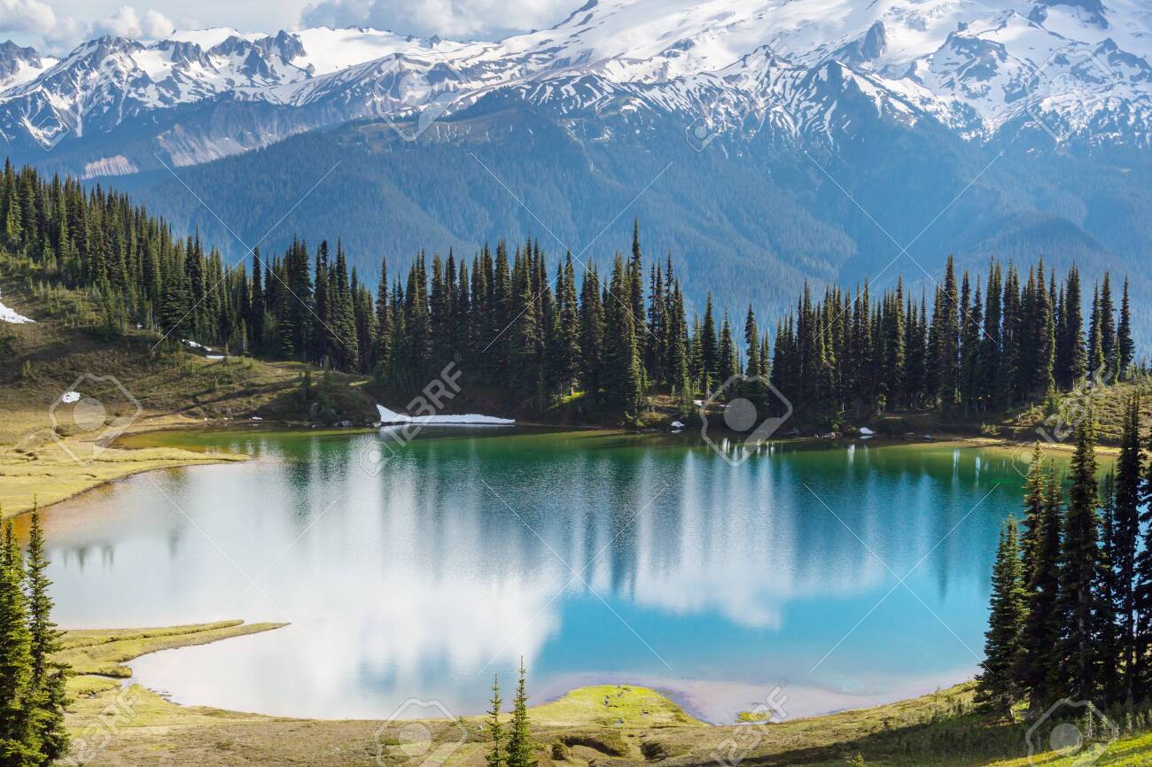 Image Lake And Glacier Peak In Washington Usa Stock Photo Picture And Royalty Free Image Image