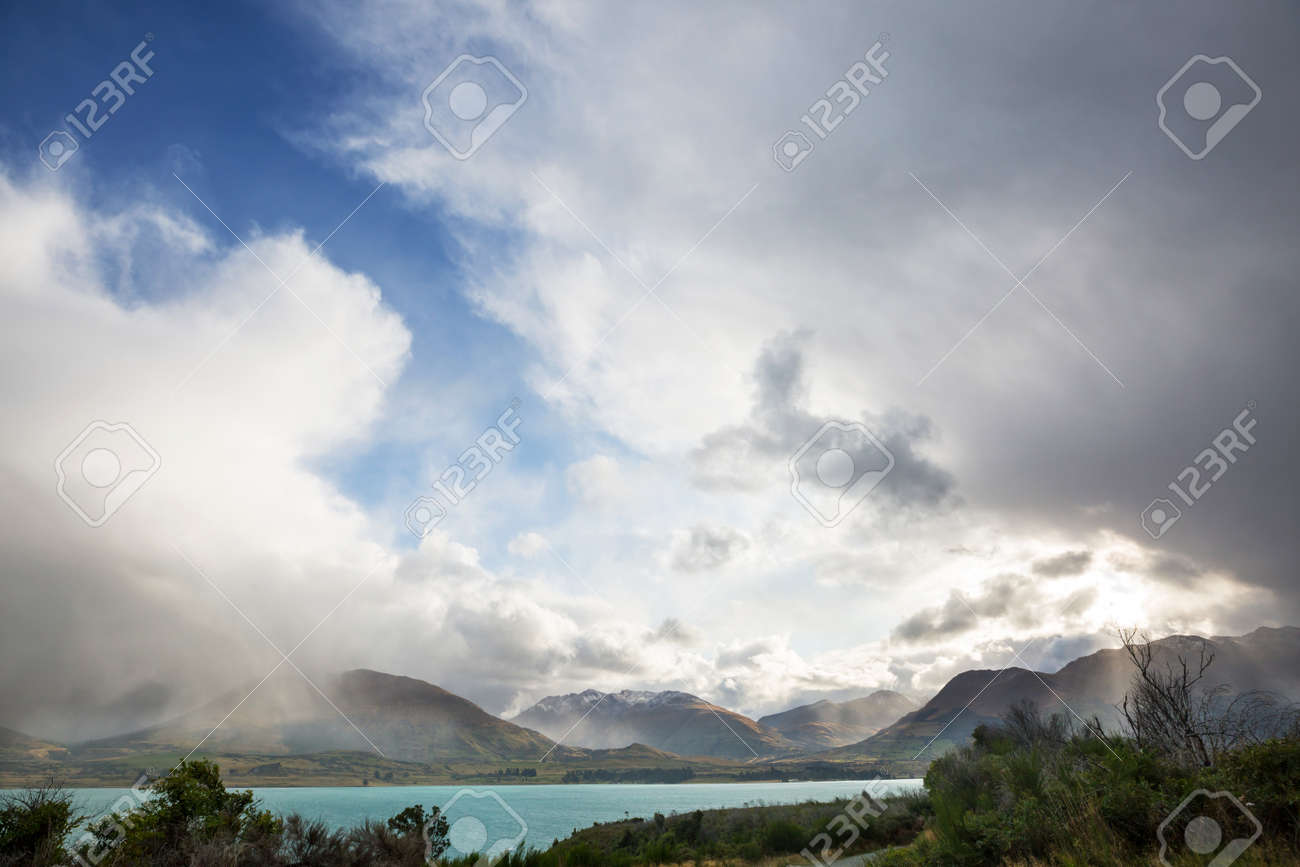 Amazing Natural Landscapes In New Zealand Mountains Lake At Stock Photo Picture And Royalty Free Image Image