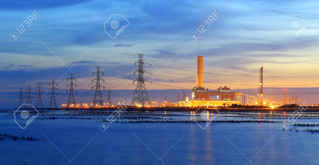 Power plant powerhouse electric industry industrial business factory at twilight time - 24179627 Power plant powerhouse electric industry industrial business factory at twilight time - 24179627