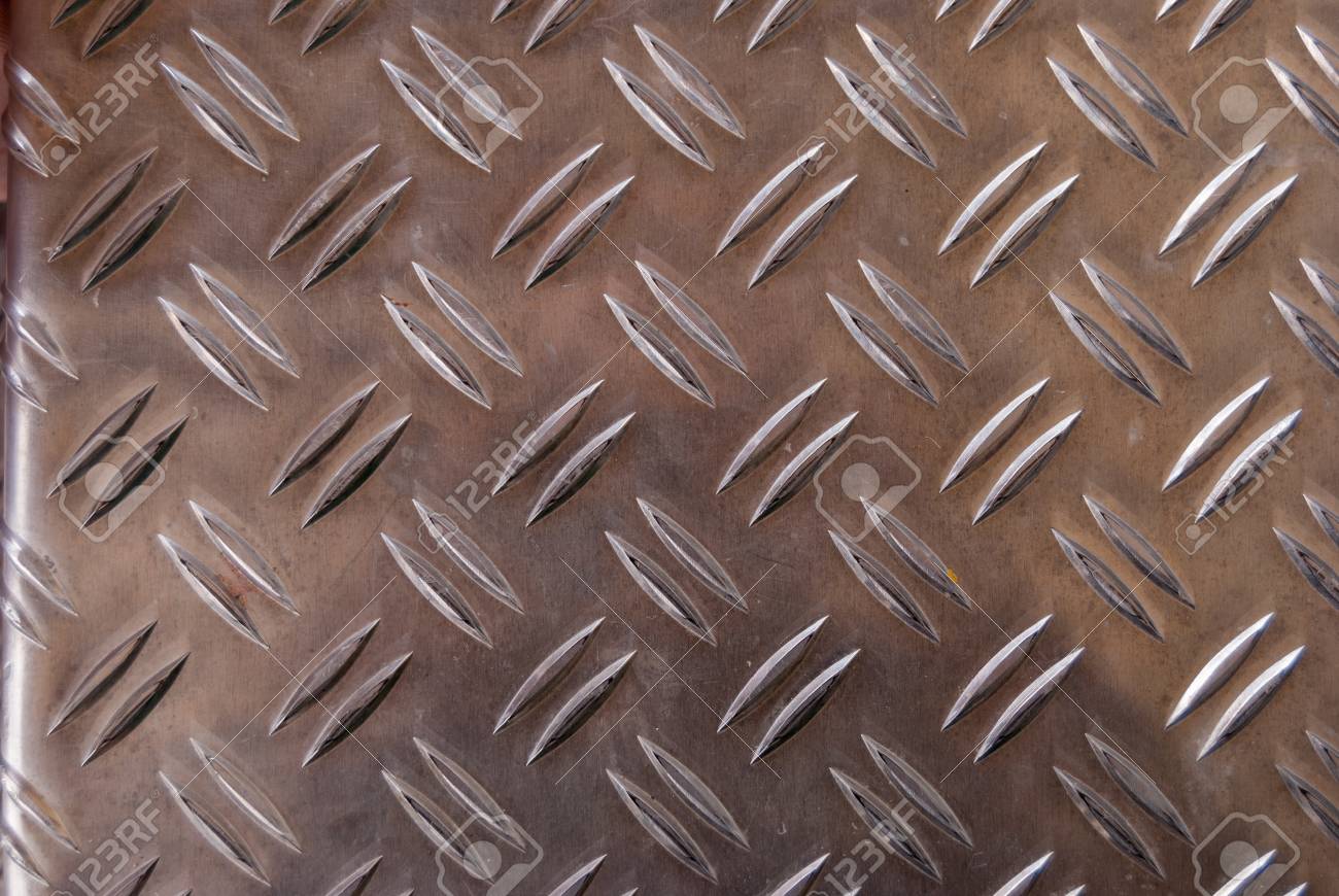 Dark Shining Metal Floor Surface With Industrial Diamond Plate