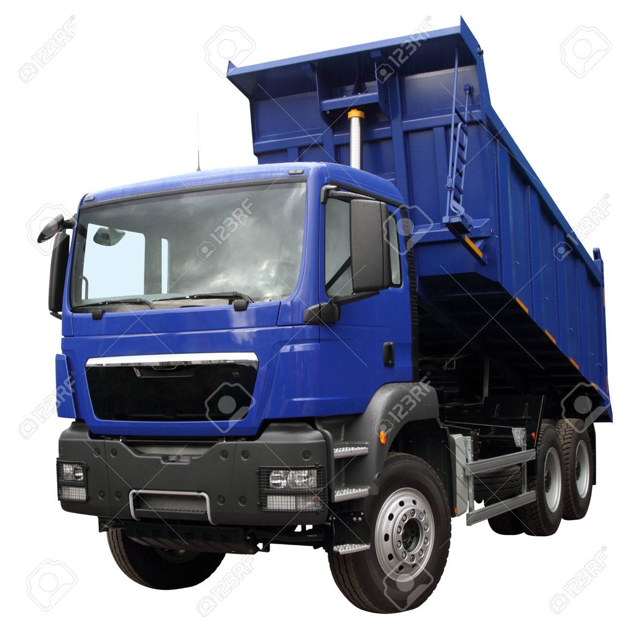 El Camion De Color Azul Oscuro Con El Cuerpo Levantado Aislado En Un Fondo Blanco Fotos Retratos Imagenes Y Fotografia De Archivo Libres De Derecho Image