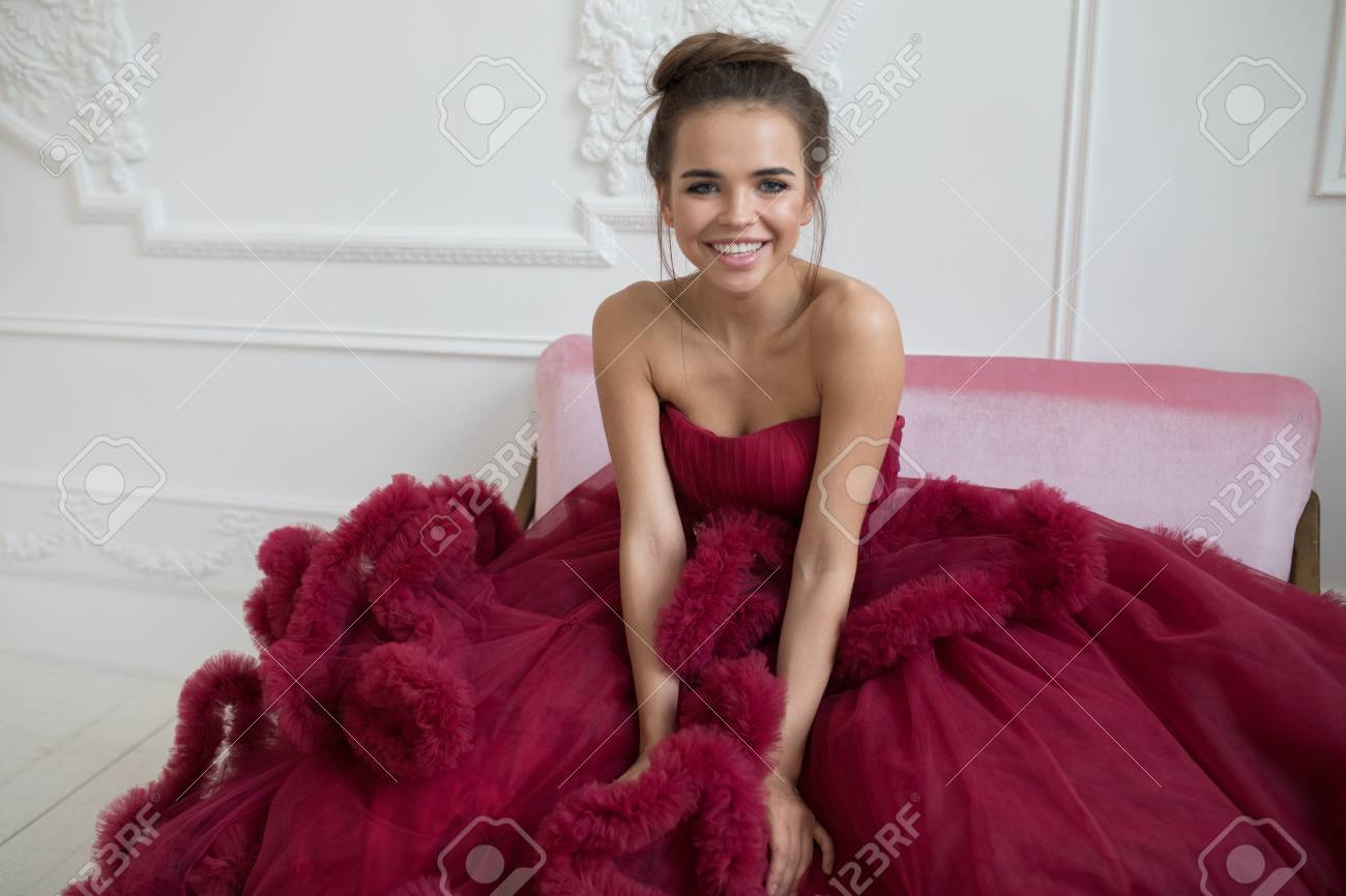burgundy ball gown