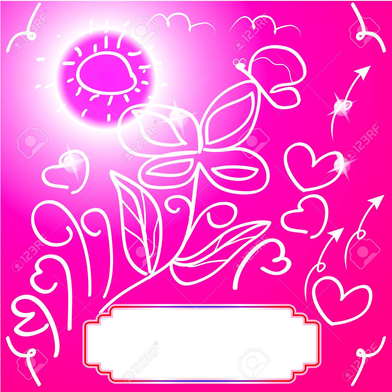 butterfly flower clouds design vector color pink background royalty clouds design