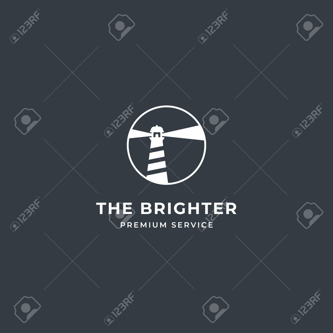 Lighthouse Tower Island logo with searching light and rock coral. premium vector - 162381769 Lighthouse Tower Island logo with searching light and rock coral. premium vector - 162381769