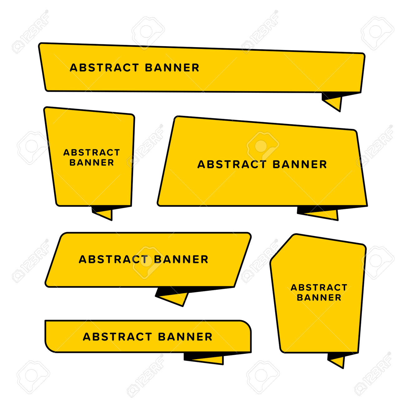 Set of yellow abstract banner designed in different shape. Designed in folded paper style. Origami vector illustration. Premium vector - 162381867 Set of yellow abstract banner designed in different shape. Designed in folded paper style. Origami vector illustration. Premium vector - 162381867