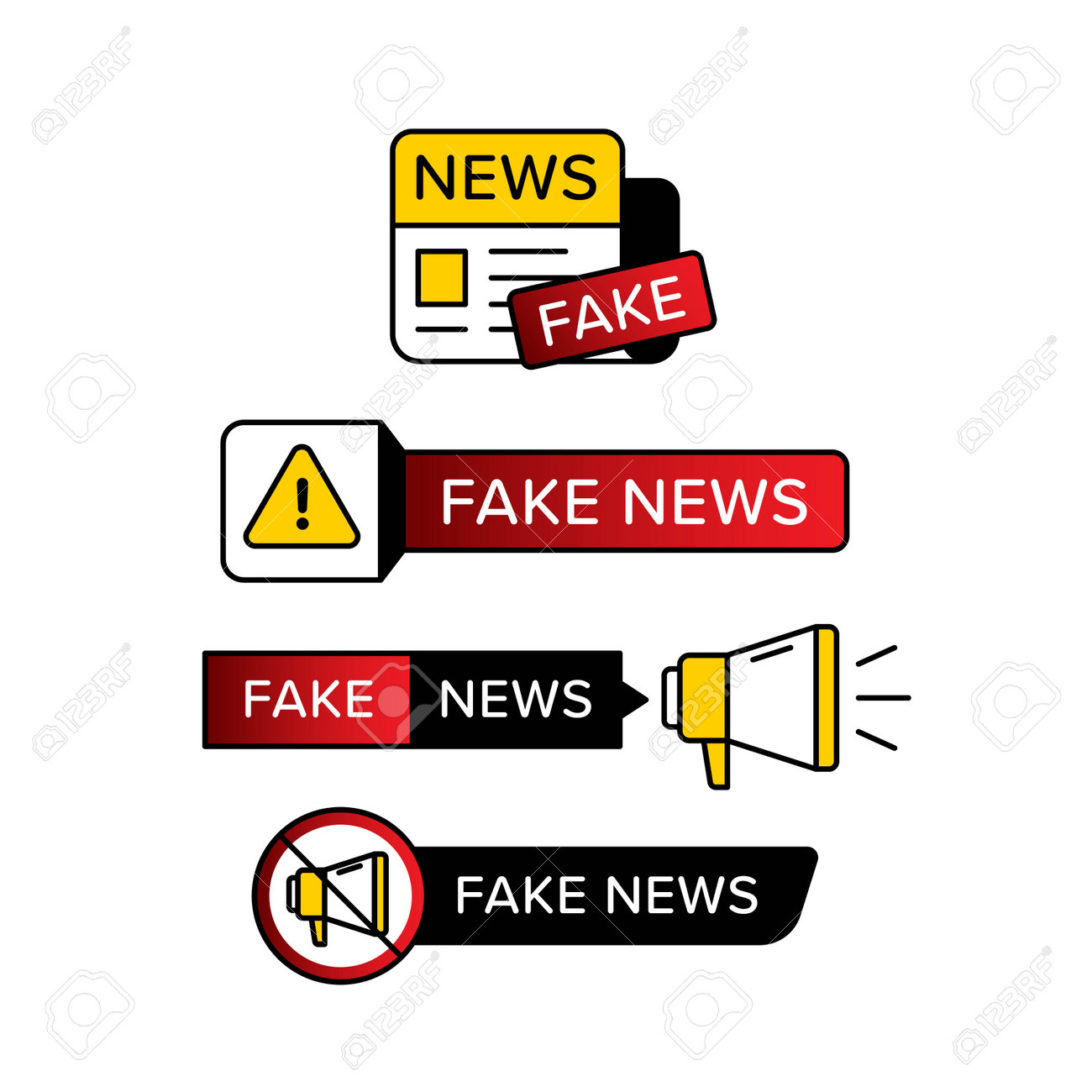 Collection of warning sign with fake news text in various shape and style. Vector illustration designed in yellow red and black . Premium vector - 162381923 Collection of warning sign with fake news text in various shape and style. Vector illustration designed in yellow red and black . Premium vector - 162381923
