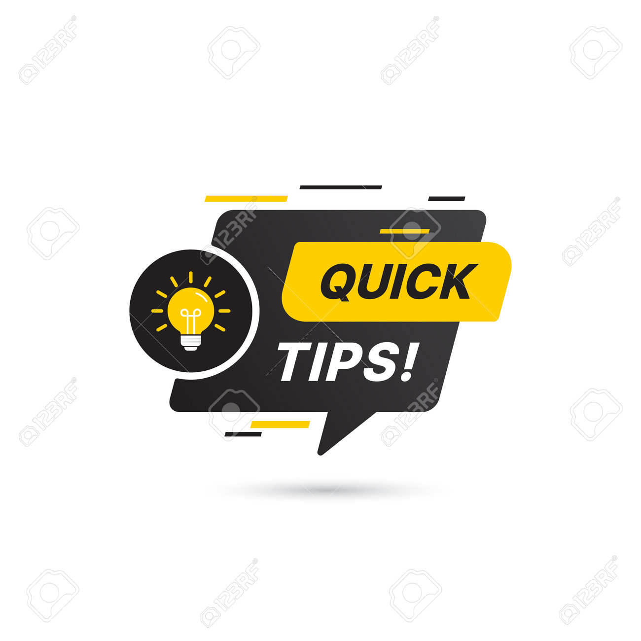 Quick tips, helpful tricks vector icon or symbol set with black and yellow color and light bulb element suitable for web. emblems and banners vector set isolated - 162382347 Quick tips, helpful tricks vector icon or symbol set with black and yellow color and light bulb element suitable for web. emblems and banners vector set isolated - 162382347