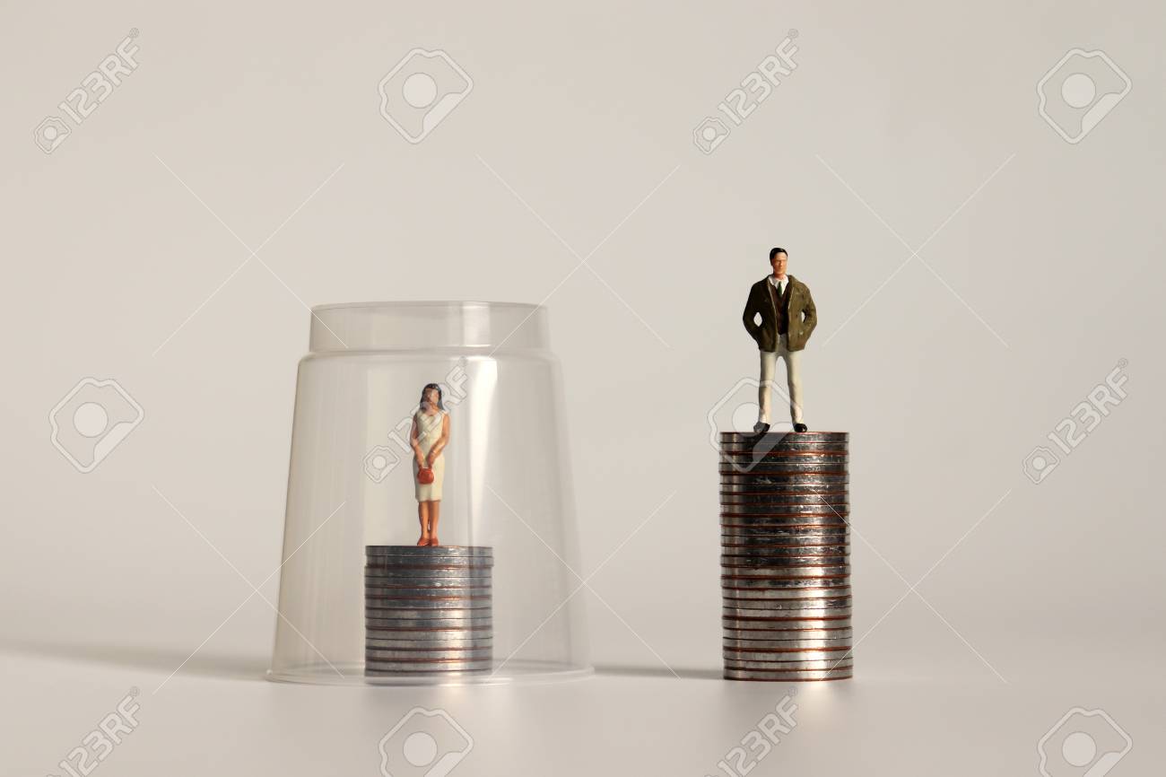 A Glass Ceiling Concept A Miniature Man And A Miniature Woman