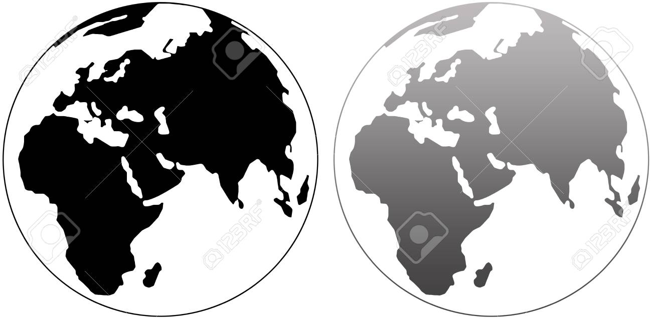 Noir Et Gris Illustré La Carte Du Monde Avec Un Fond Blanc