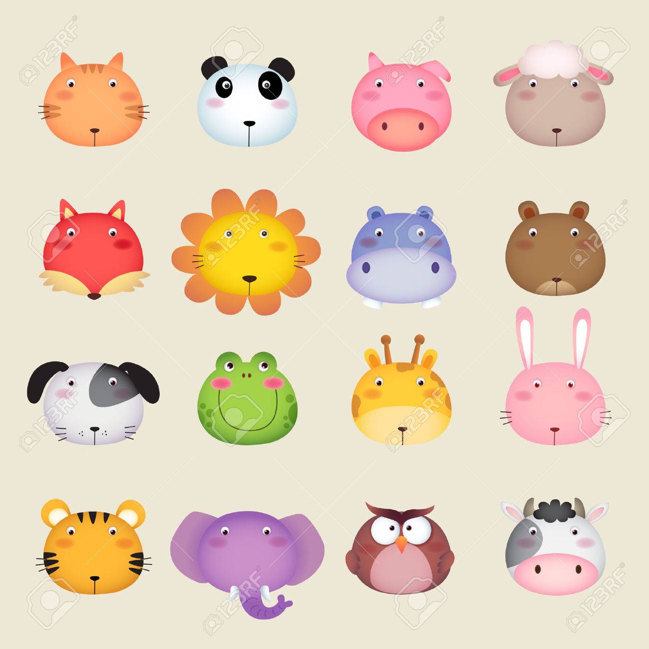 Illustration D Une Tete D Animal Mignon Clip Art Libres De Droits Vecteurs Et Illustration Image