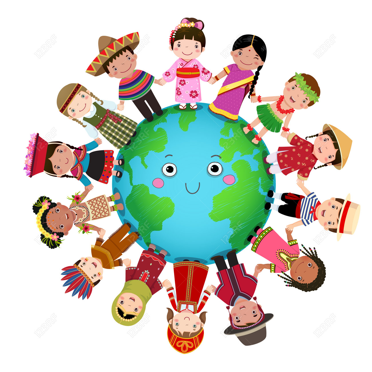 Multicultural Children Holding Hand Around The World Royalty Free Cliparts Vectors And Stock Illustration Image 79331538