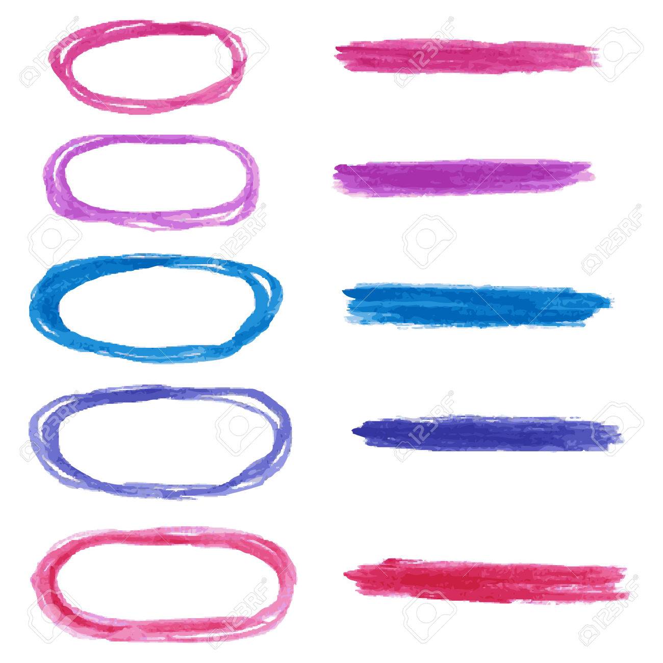 水彩ハイライト要素のセットです ビジネス設計のためのベクトル図フレームとストライプ インクのスケッチの手作りの手法で作成した図面をブラシ ホワイト ペーパー テクスチャ上の図形 のイラスト素材 ベクタ Image