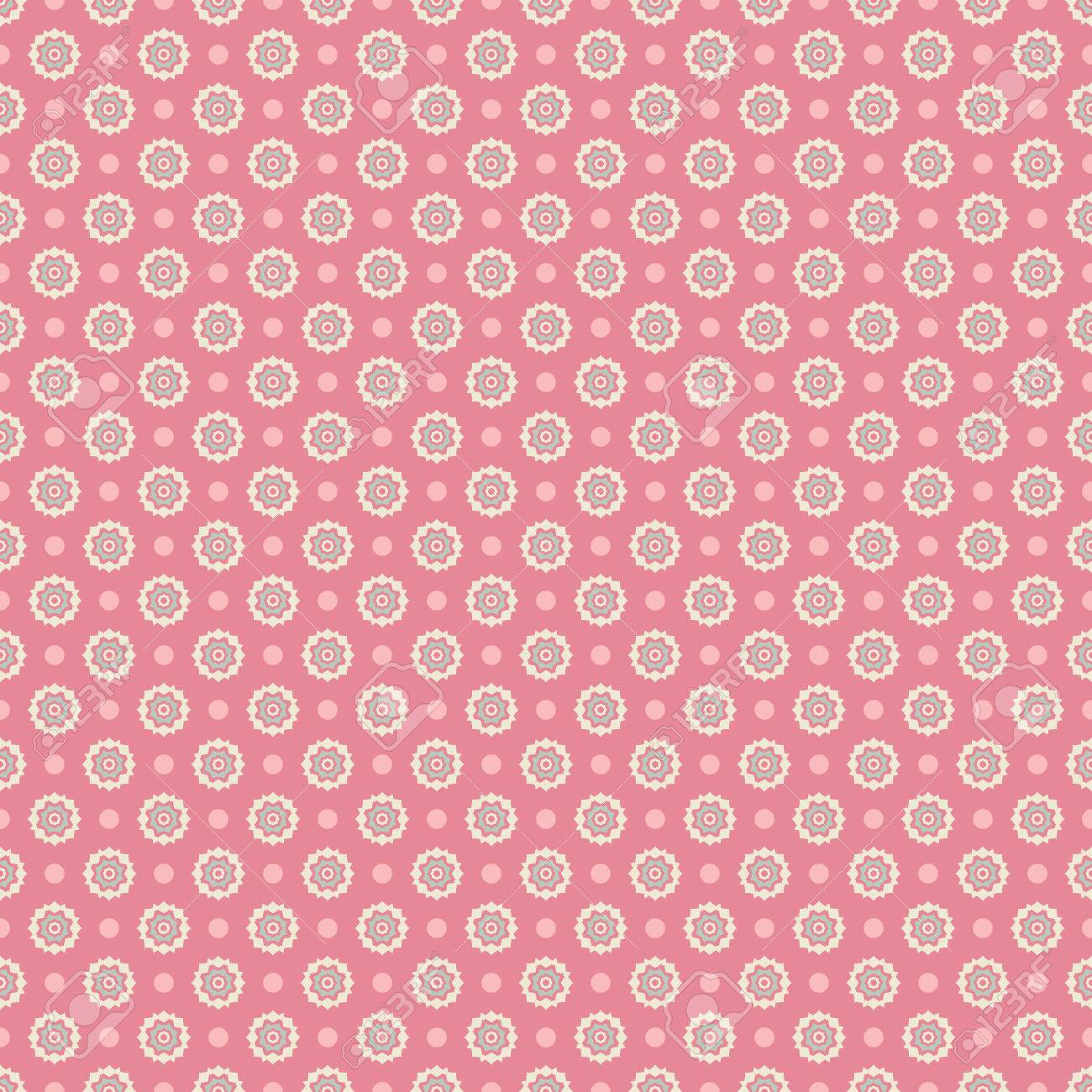 Vettore Floral Seamless Con Punti Piastrelle Colore Shabby Rosa Bianco E Blu Struttura Endless Può Essere Utilizzato Per La Stampa Su Tessuto E