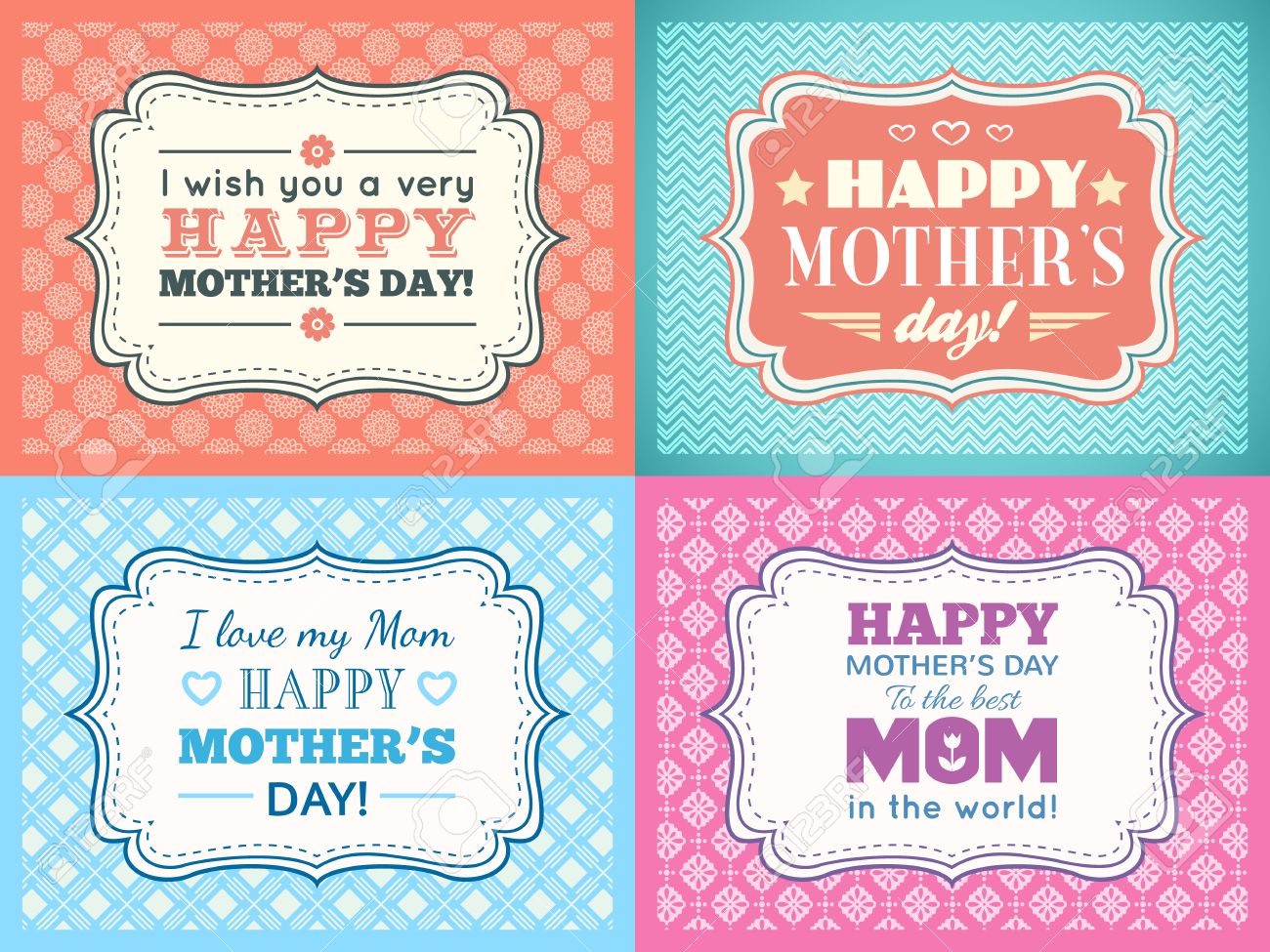 Happy Mothers Day Card Set Typography Letter Font Type Editable Happy Mothers Day Card Set Typography Letter Font Type Editable
