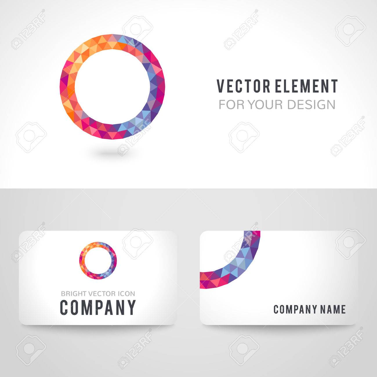 business card template set bright picture round frame in modern polygonal crystal style on white - Circle Business Card Template business card template set bright picture round frame in modern polygonal crystal style on white - Circle Business Card Template