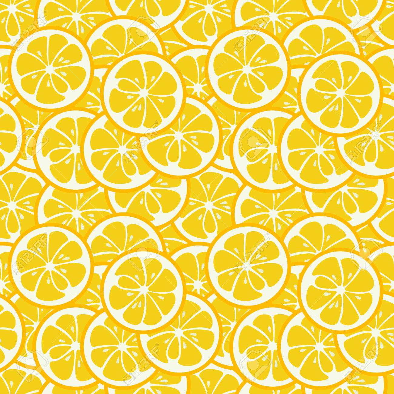 黄色のレモン スライスでかわいいシームレス パターン おいしい夏の背景 おいしいトロピカル フルーツ無限テクスチャです 壁紙 バナー ポスターに使用できます おいしい健康的な果物 ベクトル図 のイラスト素材 ベクタ Image