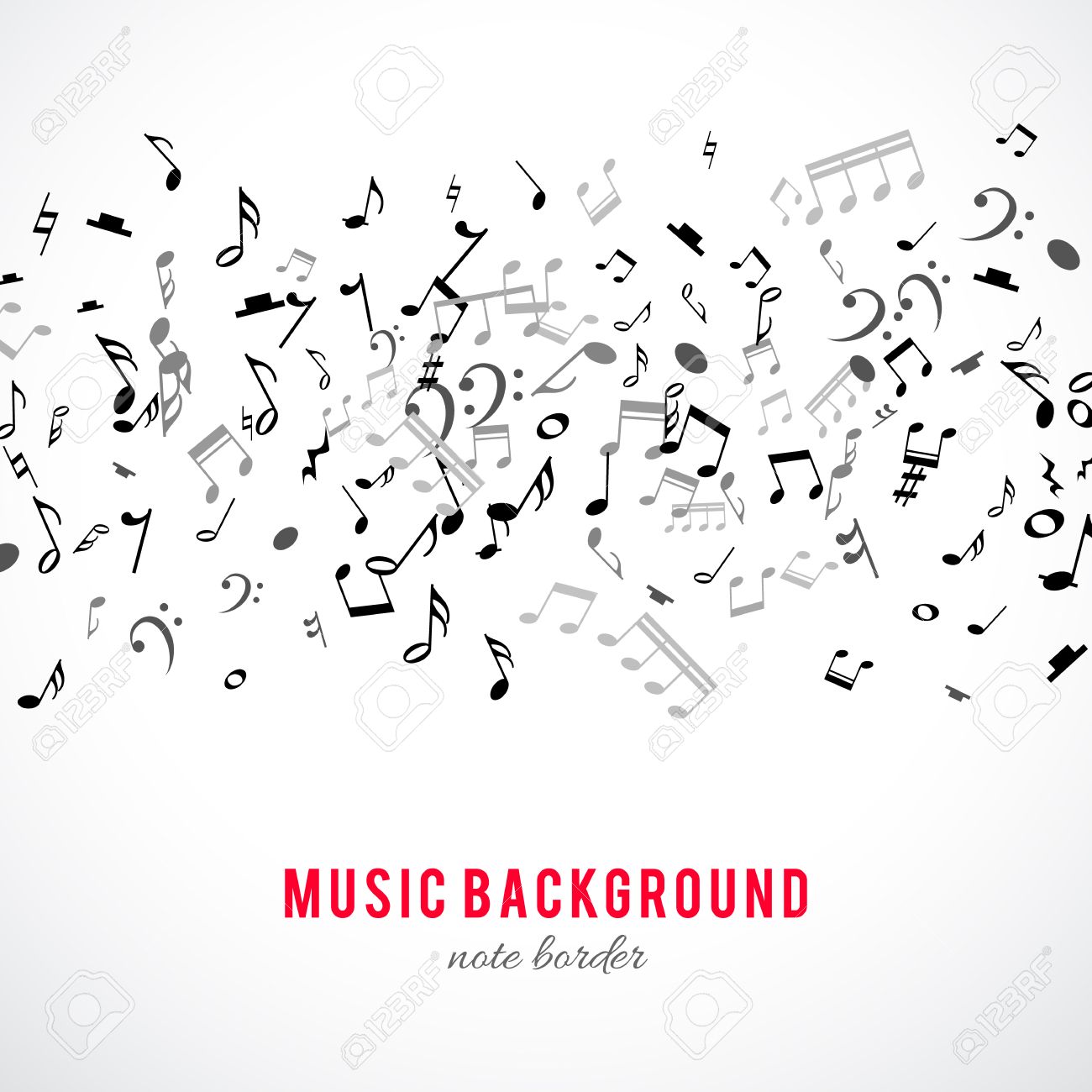 Abstract musical frame and border with black notes on white background. Vector Illustration for music design. Modern pop concept art melody banner. Sound key decoration with music symbol sign. - 53985667 Abstract musical frame and border with black notes on white background. Vector Illustration for music design. Modern pop concept art melody banner. Sound key decoration with music symbol sign. - 53985667