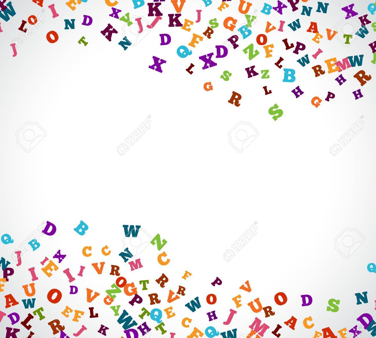 abstract colorful alphabet ornament border isolated on white