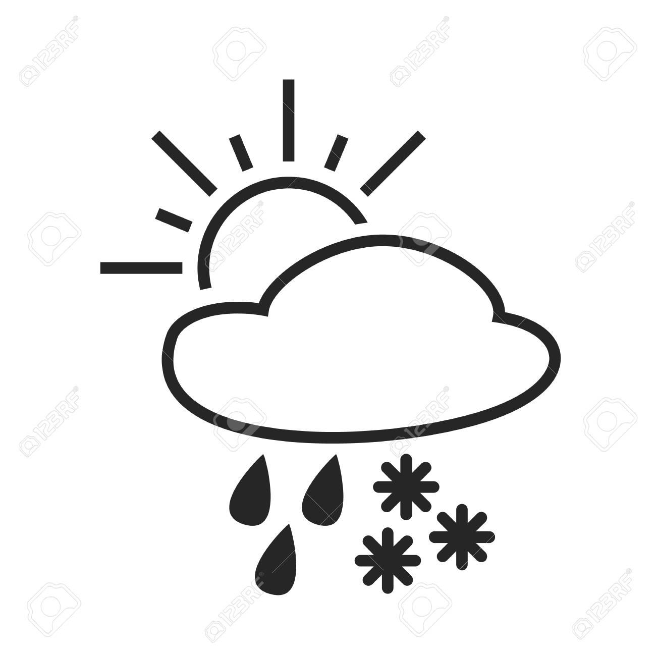 雪で大雨 みぞれシャワー 日 天気予報のアイコン 編集可能な要素 創造的なアイテムです フラットなデザインのグラフィック 一連の様々 なシンボルと気候の標識の一部変更診断します ベクトルのイラスト素材 ベクタ Image 6167