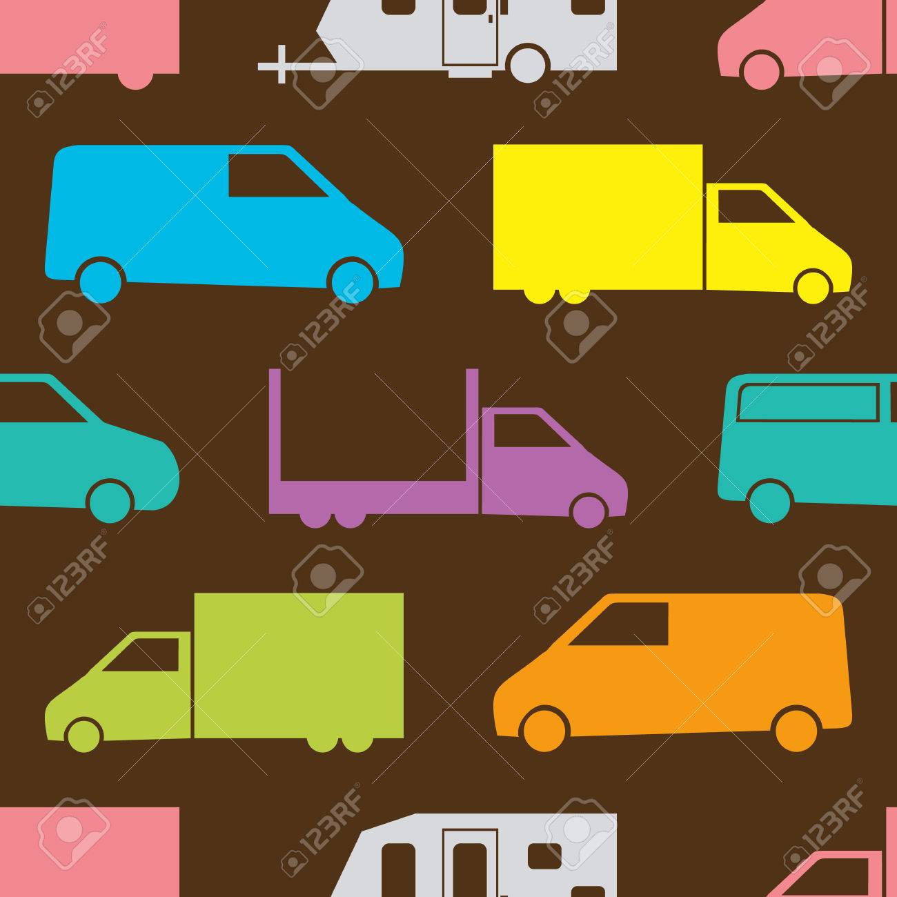 レトロなトラックのシームレスなパターン 貨物輸送の設計のためのベクトル図 明るい車両パターン 車の壁紙の背景 シルエット図形を漫画します 交通交通自動配信のイラスト素材 ベクタ Image レトロなトラックのシームレスなパターン 貨物輸送の設計のためのベクトル図 明るい車両パターン 車の壁紙の背景 シルエット図形を漫画します 交通交通自動配信のイラスト素材 ベクタ Image