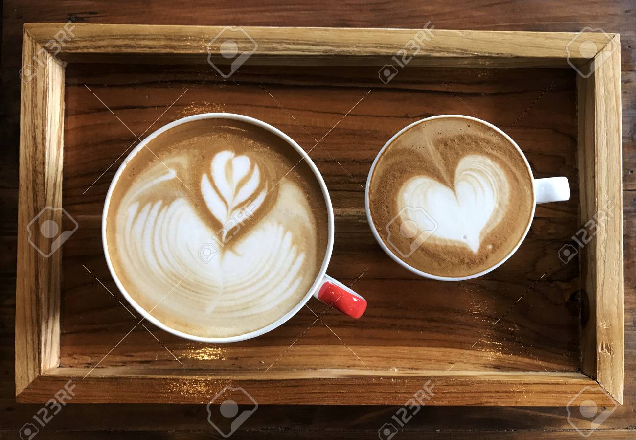 Flat White Latte Coffee Vs Piccolo Heart Latte Coffee In White Stock Photo Picture And Royalty Free Image Image 86435193