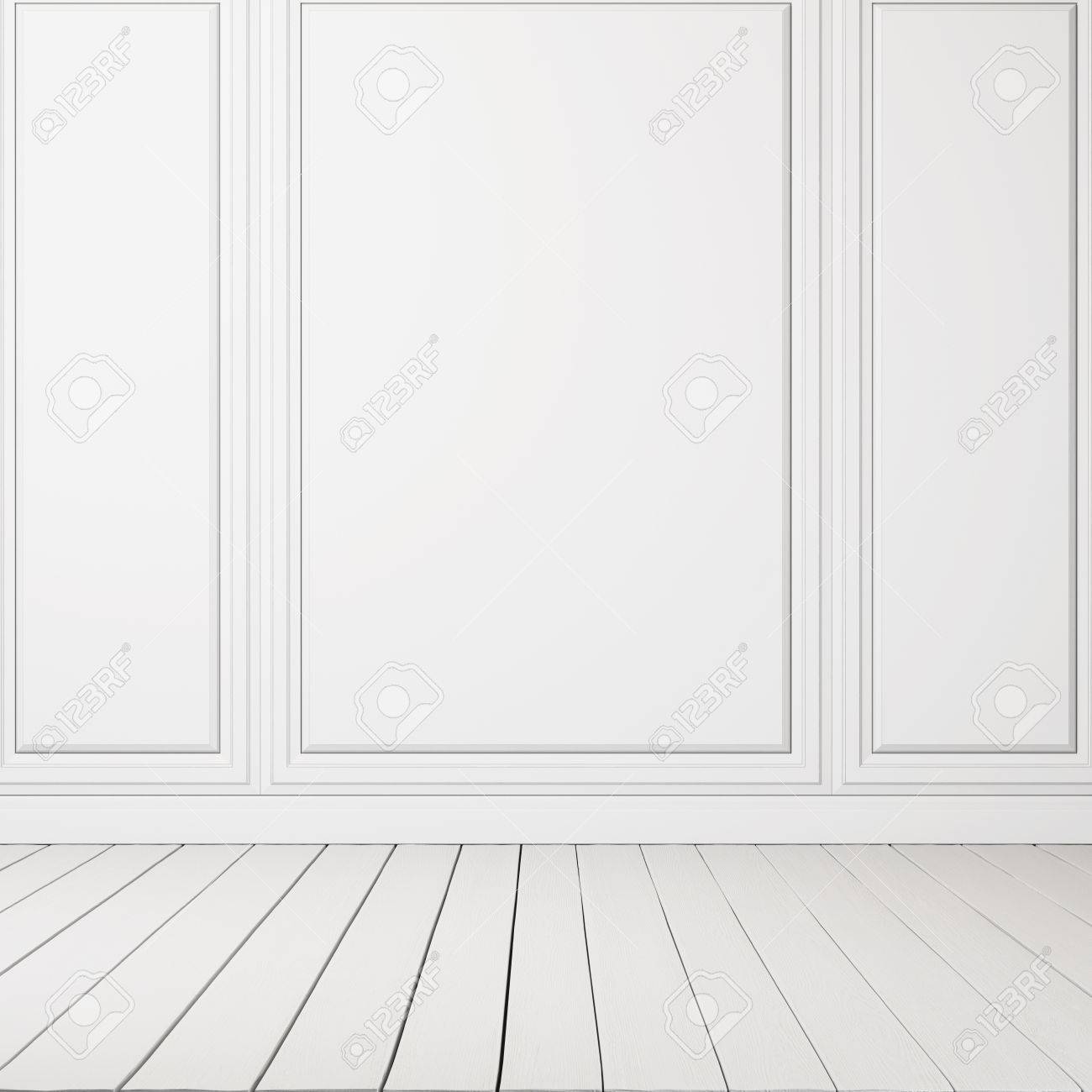 壁に真っ白なキャンバス 3 D レンダリング の写真素材 画像素材 Image