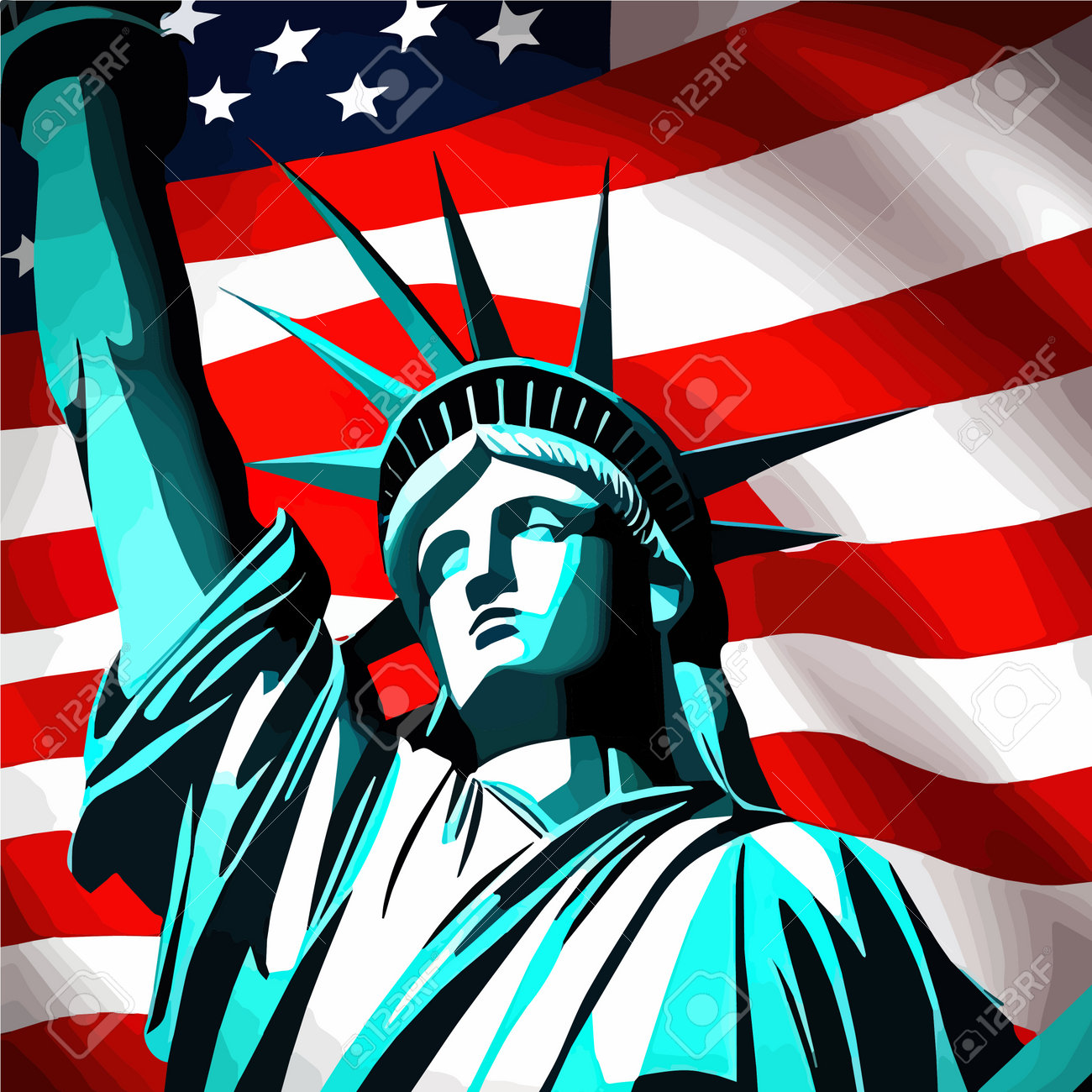 U. S. Greeting Card Flag And Statue Of Liberty. 4th Of July. Independence  Day Of The United States. Vector Illustration Royalty Free SVG, Cliparts,  Vectors, and Stock Illustration. Image 208932369., image size:1300x1300