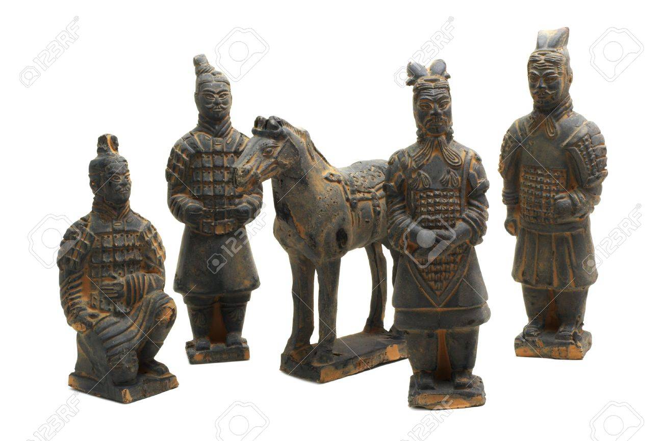 miniature terracotta warriors of oin dynasty on a white background with pretty shadows - 819844 miniature terracotta warriors of oin dynasty on a white background with pretty shadows - 819844