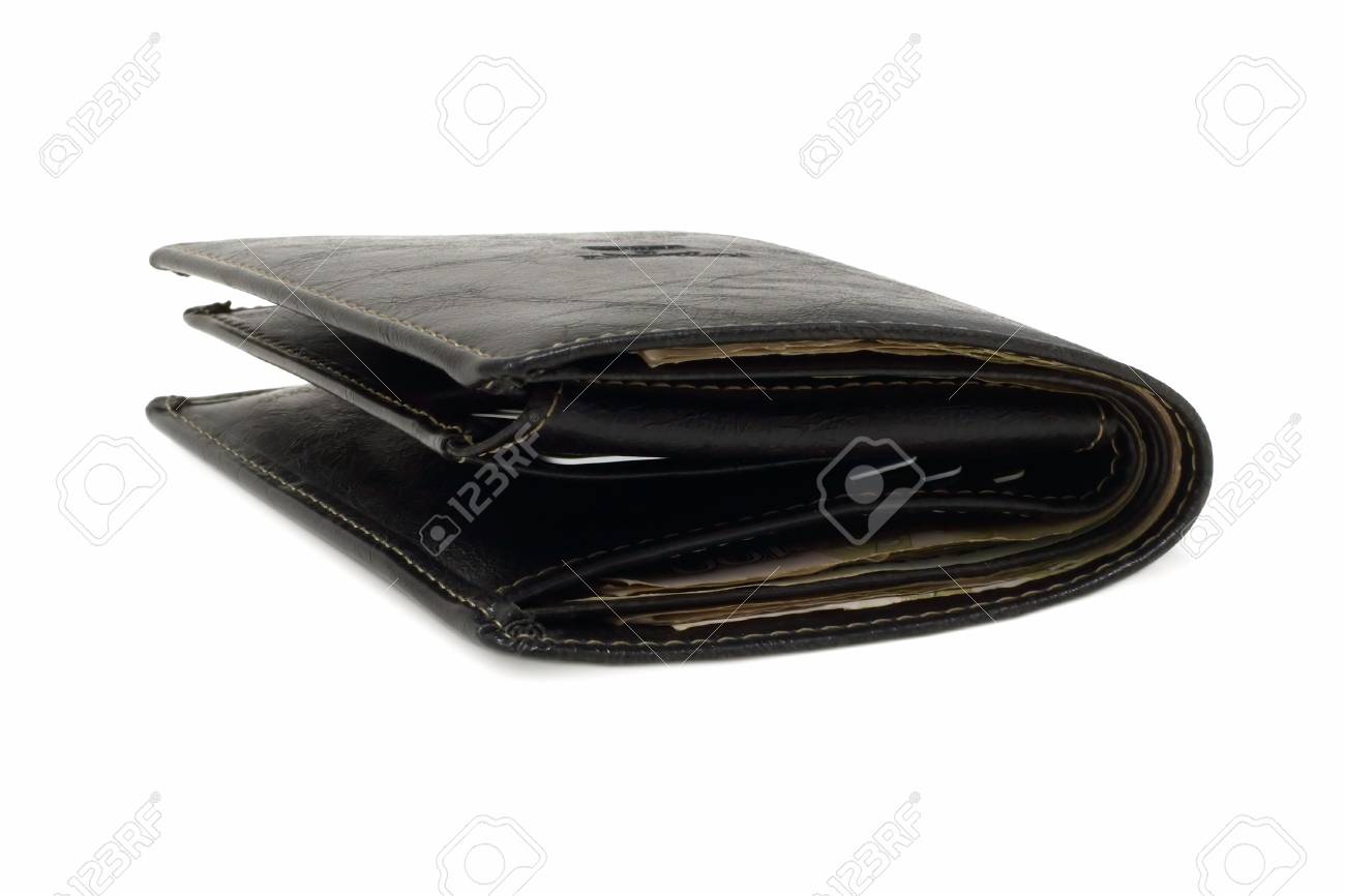 black leather purse with cash on a white background - 819875 black leather purse with cash on a white background - 819875
