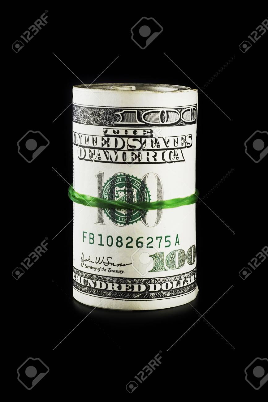 3500 dollars roll on a black background with smooth shadow - 933610 3500 dollars roll on a black background with smooth shadow - 933610