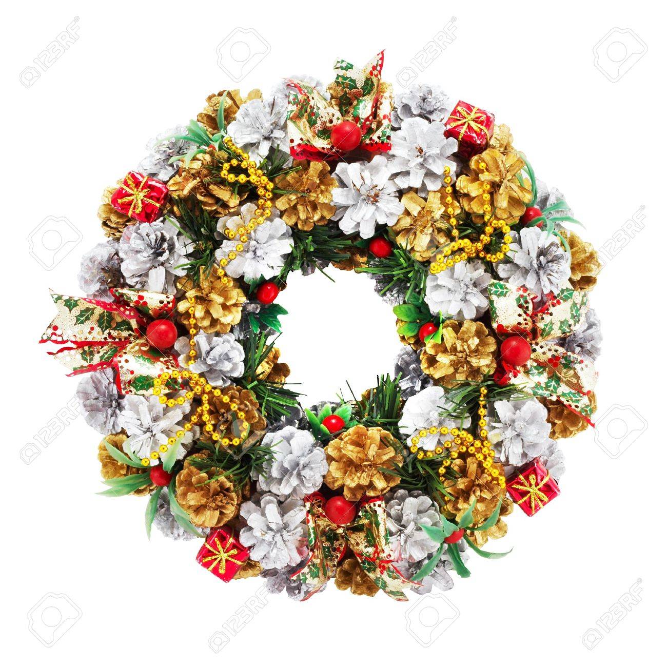 holiday wreath on a white background with clipping path for designers - 933621 holiday wreath on a white background with clipping path for designers - 933621