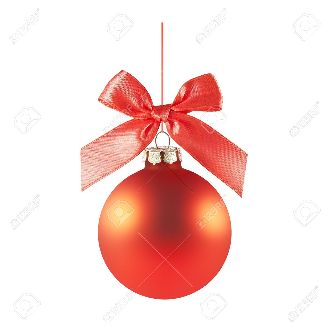 a red matted glass christmas ornament handing from a red bow and ribbon (isolated on a white background) - 5997700 a red matted glass christmas ornament handing from a red bow and ribbon (isolated on a white background) - 5997700
