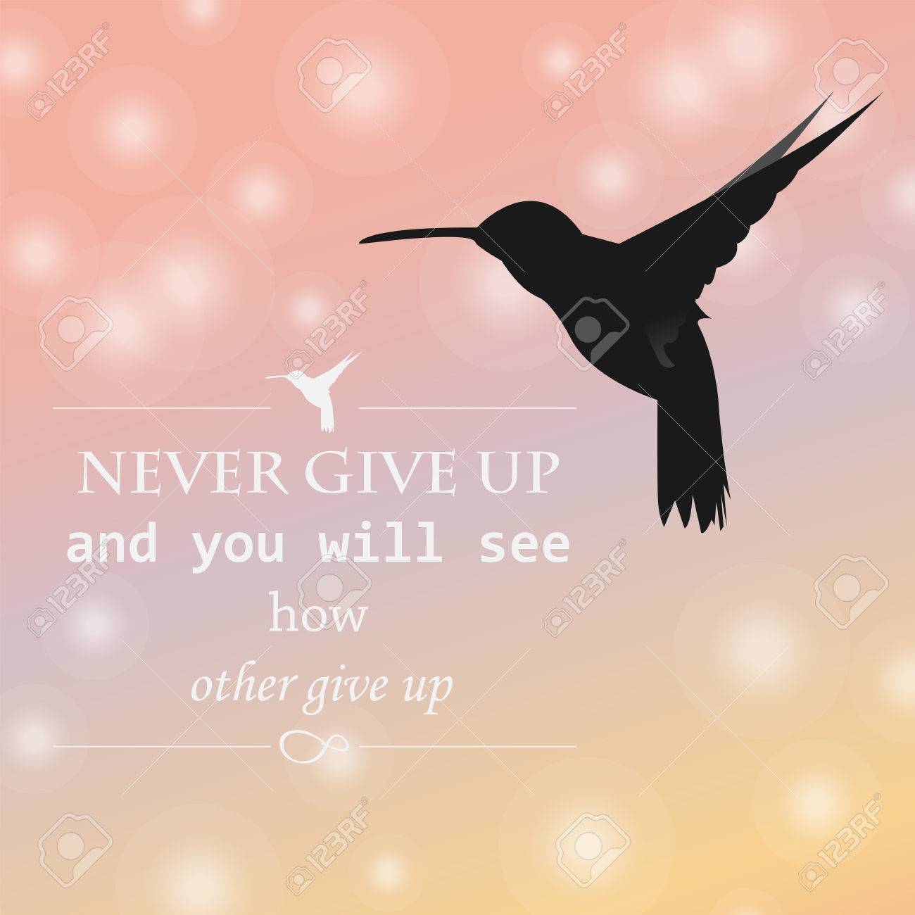 Vettoriale Frase Filosofica Non Mollare Mai Uccello Nero Colibri E Segno Di Infinito Su Uno Sfondo Isolato Image