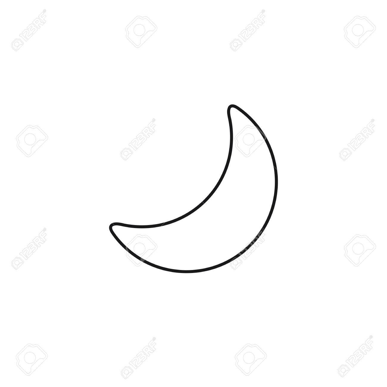 Half Moon Black Web Icon Thin Line Illustration For Mobile App