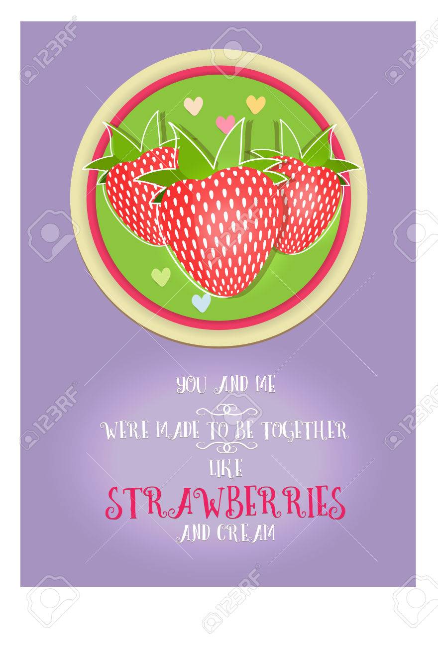 Carte Postale Valentines Jour A Partir D Une Phrase Philosophique Sur L Amour La Fraise Et La Creme Lettrage Beau Texte Decoratif Le C Ur Et L Amour L Image Est Dessin A La Main Clip Art