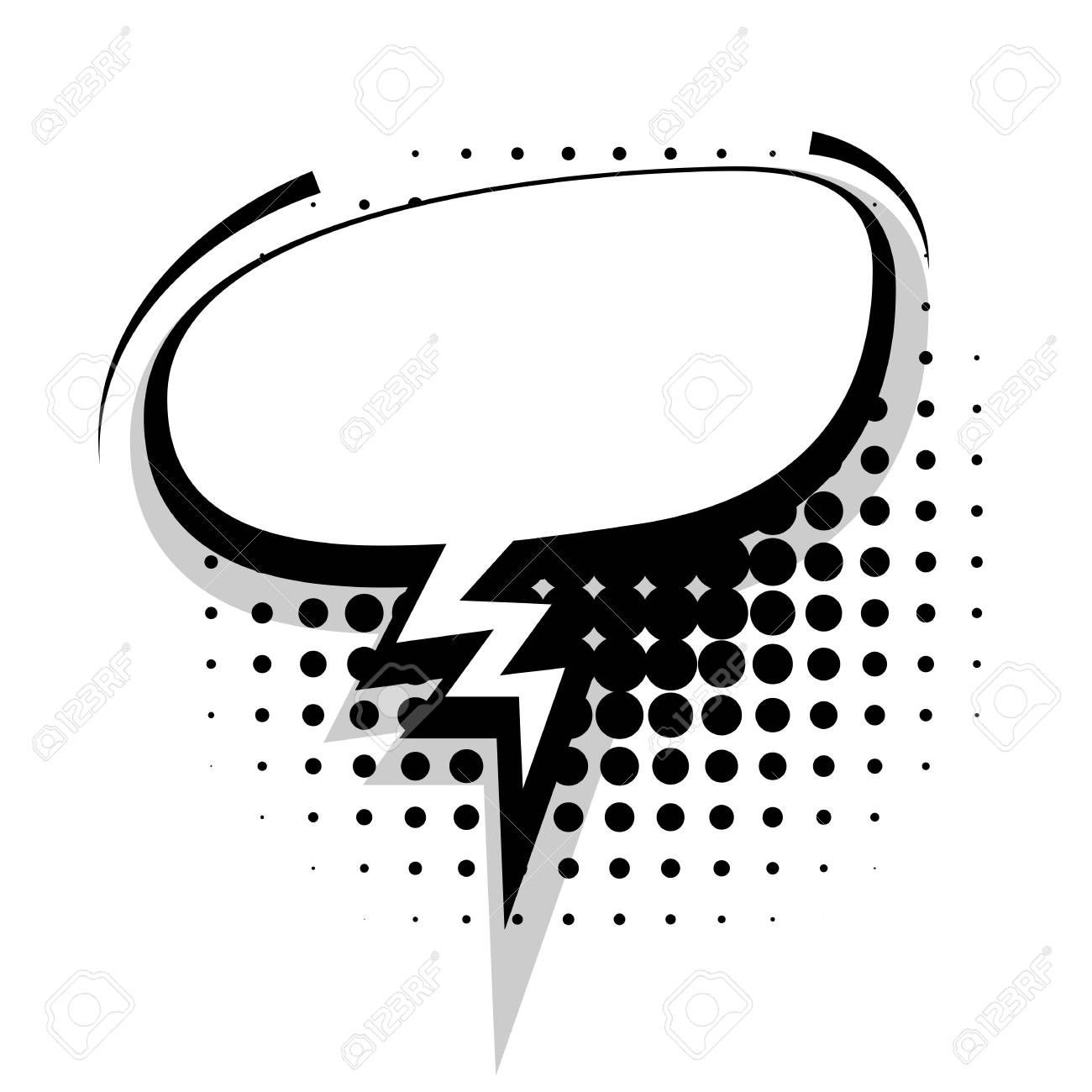 blank template comic speech oval sudden bubble halftone dot