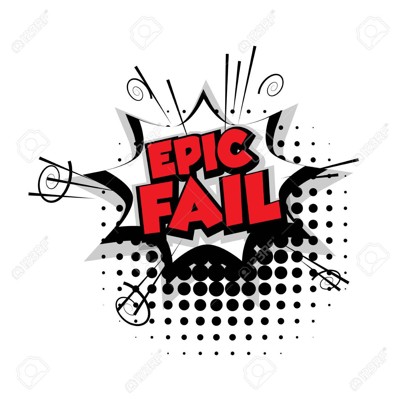 lettering epic fail comic text sound effects pop art style vector