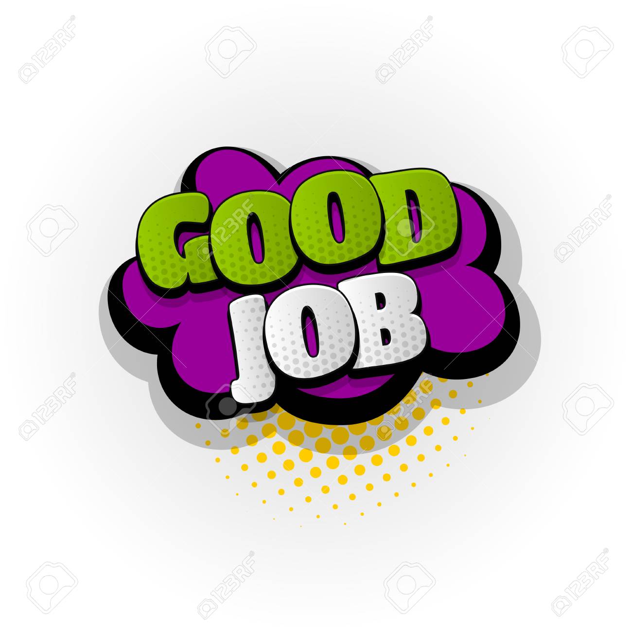 good job work comic book text pop art royalty free cliparts vectors job work order book