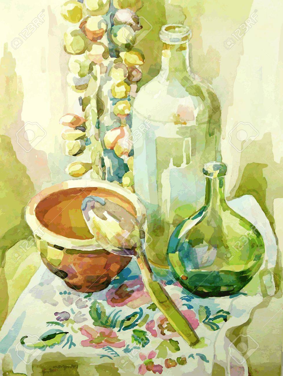 静物画 油彩画 ボトルとポット 油絵具で静物画を描く-ワインボトルのある静物- - YouTube