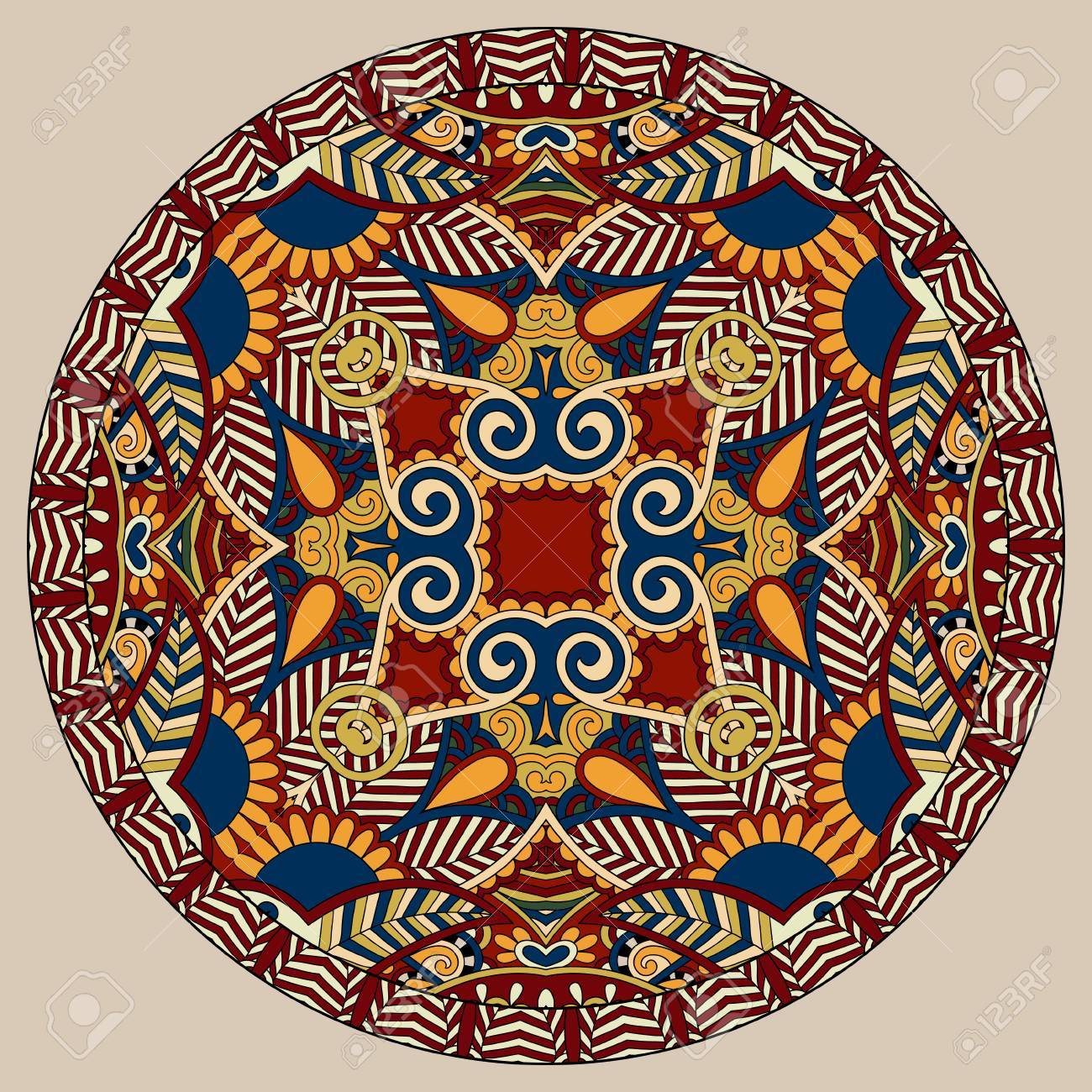 Decorative Design Of Circle Dish Template Round Geometric Pattern