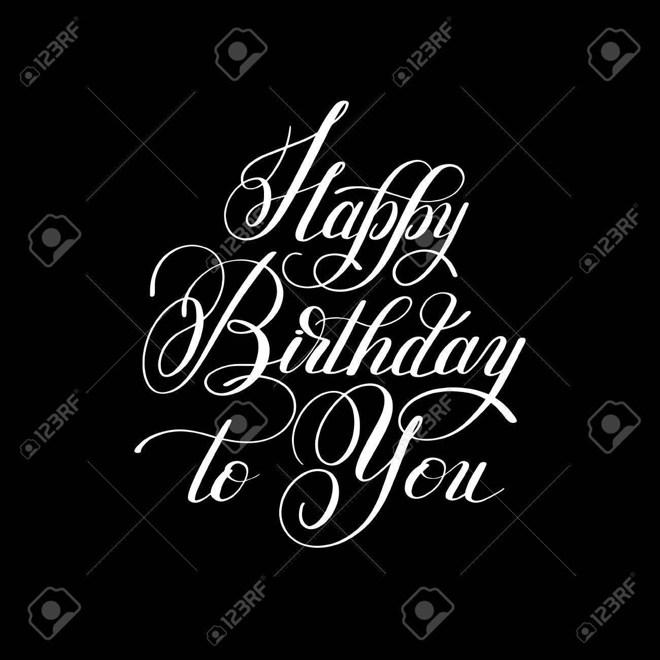 Noir Et Blanc Main Lettrage Inscription Modele De Typographie Joyeux Anniversaire Illustration Pour Affiches Cartes Estampes Ballons Clip Art Libres De Droits Vecteurs Et Illustration Image