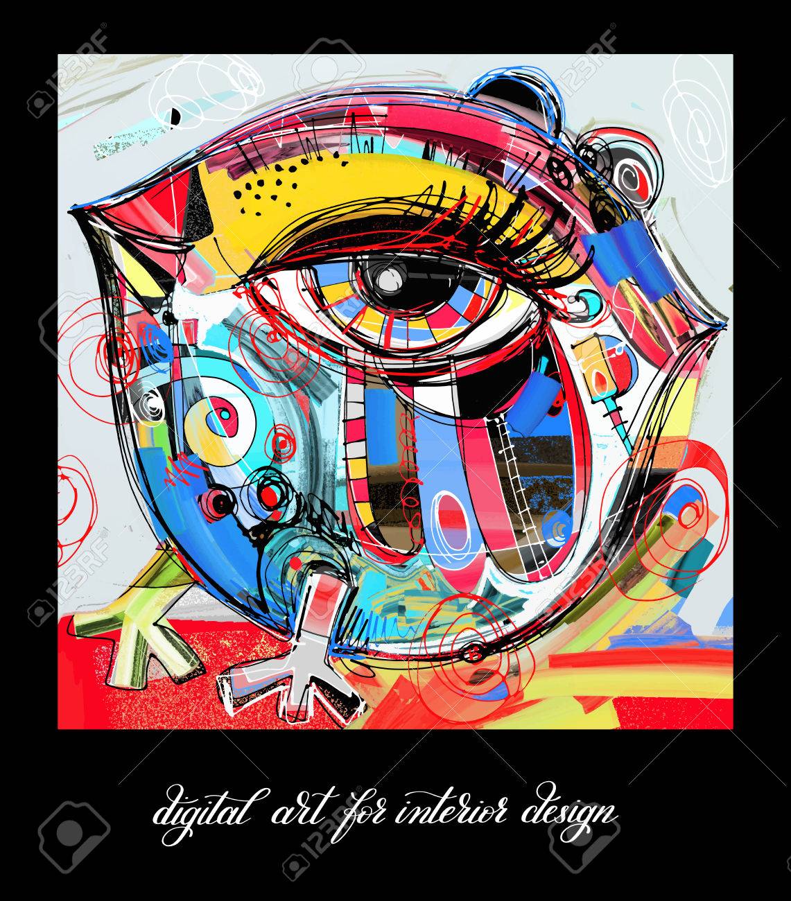 Contemporanea Obra De Arte Original Pintura Del Pajaro Digital