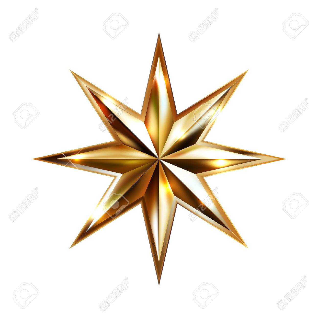 Dessin étoile Dor à La Main Avec Huit Rayons élégant élément Isolé Sur Fond Blanc Illustration Vectorielle