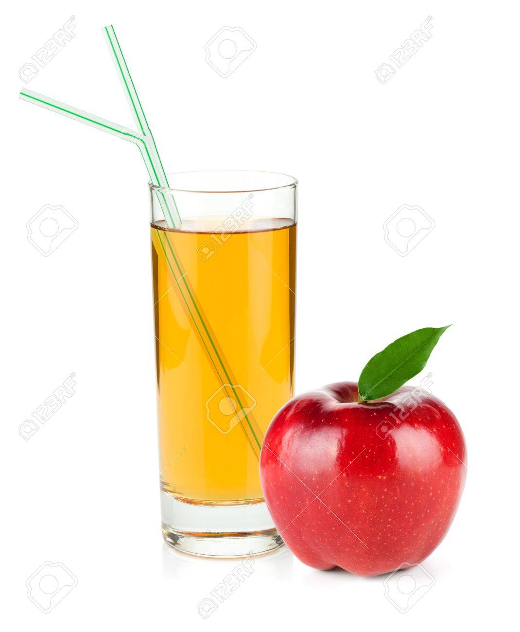 Apple Juice In A Glass And Red Apple 