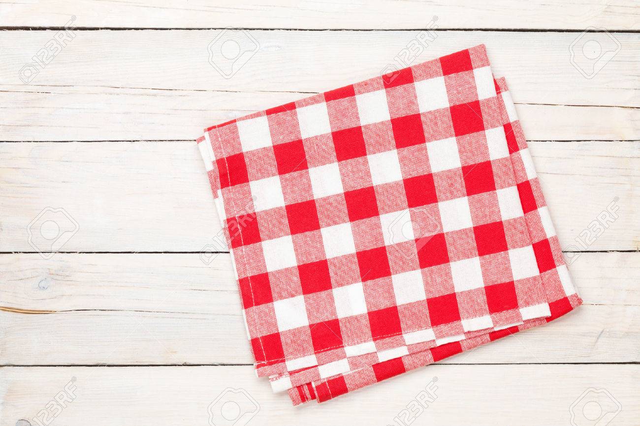 Red Towel Over Wooden Kitchen Table. View From Above With Copy Space Stock  Photo, Picture and Royalty Free Image. Image 36616949.