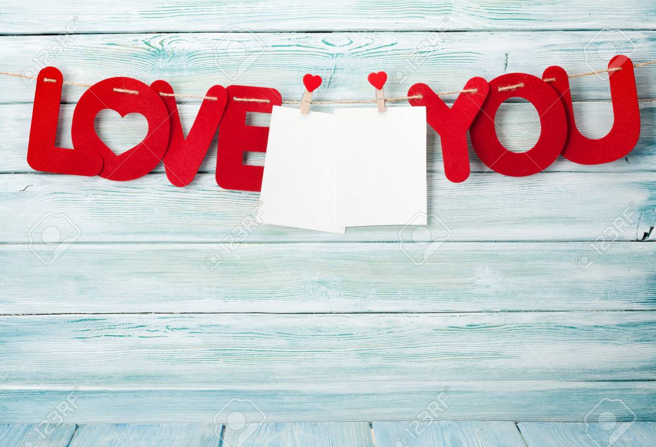 valentines day greeting card with love you words and photo frames words frames