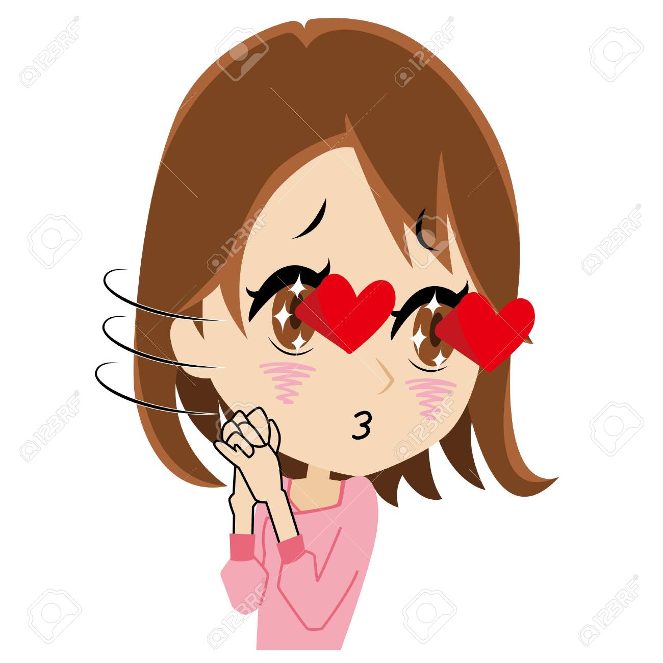 若い女性の目がハート形です のイラスト素材 ベクタ Image