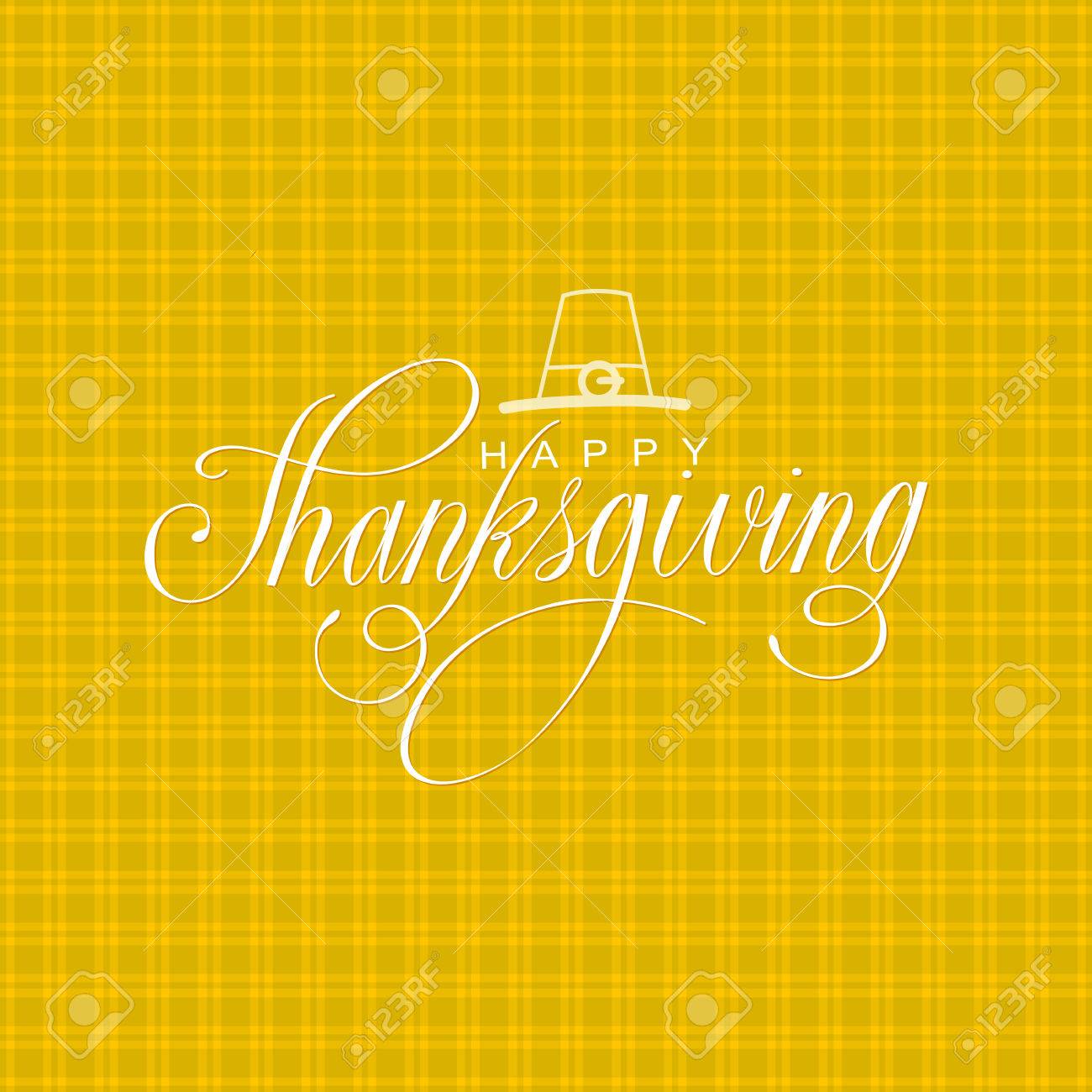 幸福な感謝祭ポスター ベクトル イラスト 四角形の背景に文字テキストを手します のイラスト素材 ベクタ Image